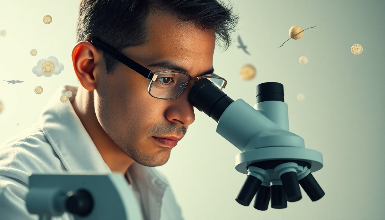 현미경으로 관찰하듯 판단 없이 마음과 몸의 현상을 바라보는 순수 관찰자의 자세를 표현한 이미지