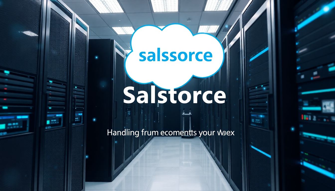 복잡한 작업을 처리하는 고성능 컴퓨팅 환경인 Salesforce Functions를 상징하는 서버 이미지