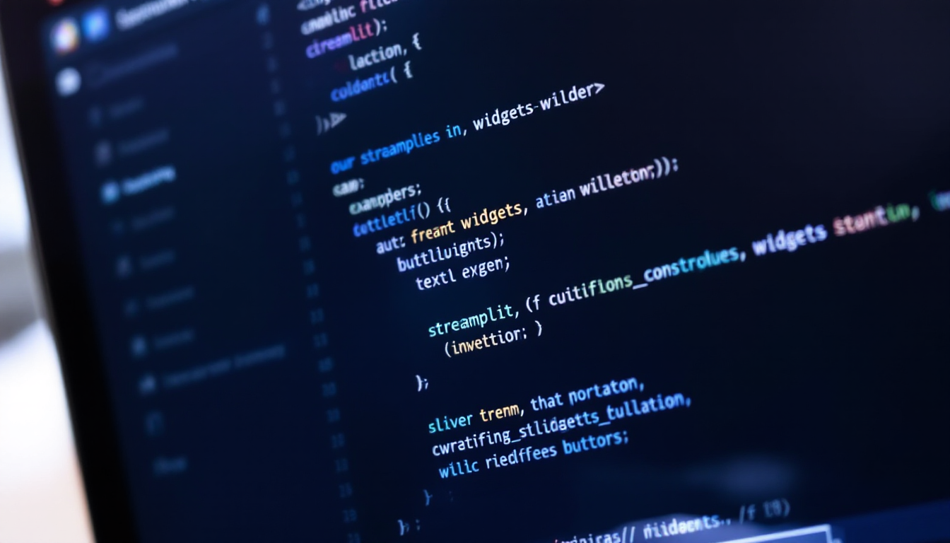 Streamlit 기본 문법과 위젯들이 포함된 코드와 웹 페이지 화면 예시