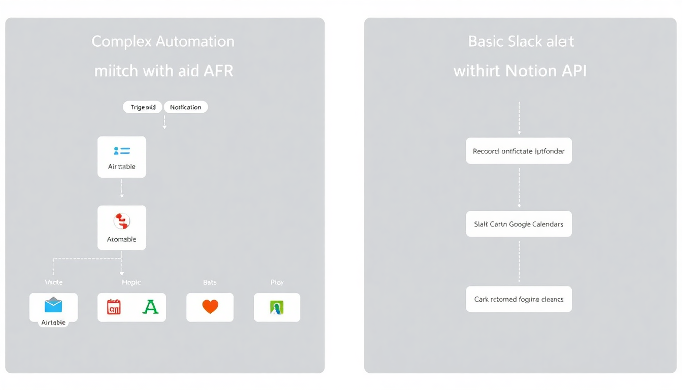Airtable의 다단계 자동화와 Notion의 기본 자동화 기능 비교