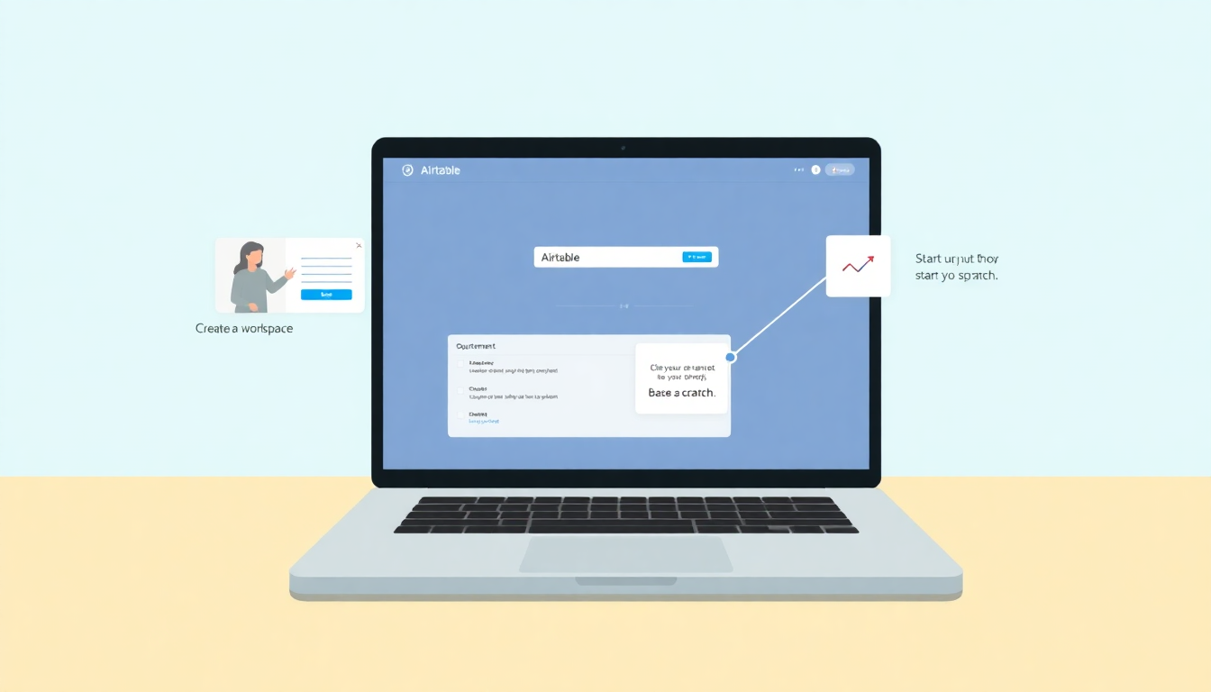 Airtable 회원가입과 워크스페이스 생성, 베이스 만들기 단계 설명 이미지
