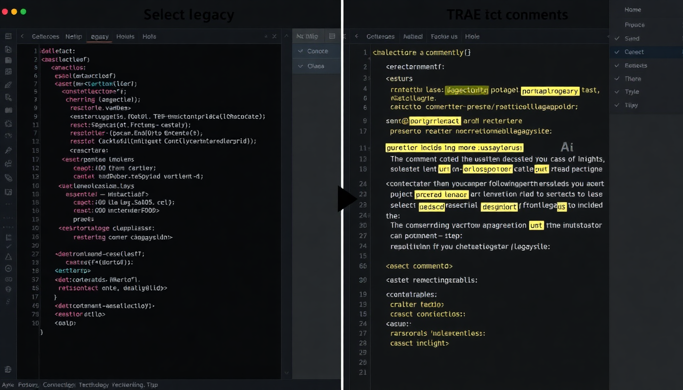 TRAE AI가 레거시 코드를 분석하고 자동으로 주석을 다는 기능의 실제 사용 화면