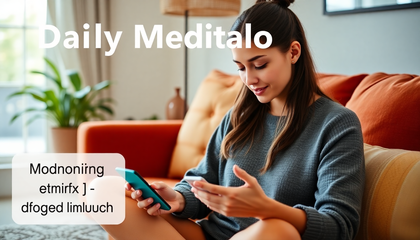 명상을 꾸준한 습관으로 만들기 위해 명상 앱을 활용하는 모습을 보여주는 이미지