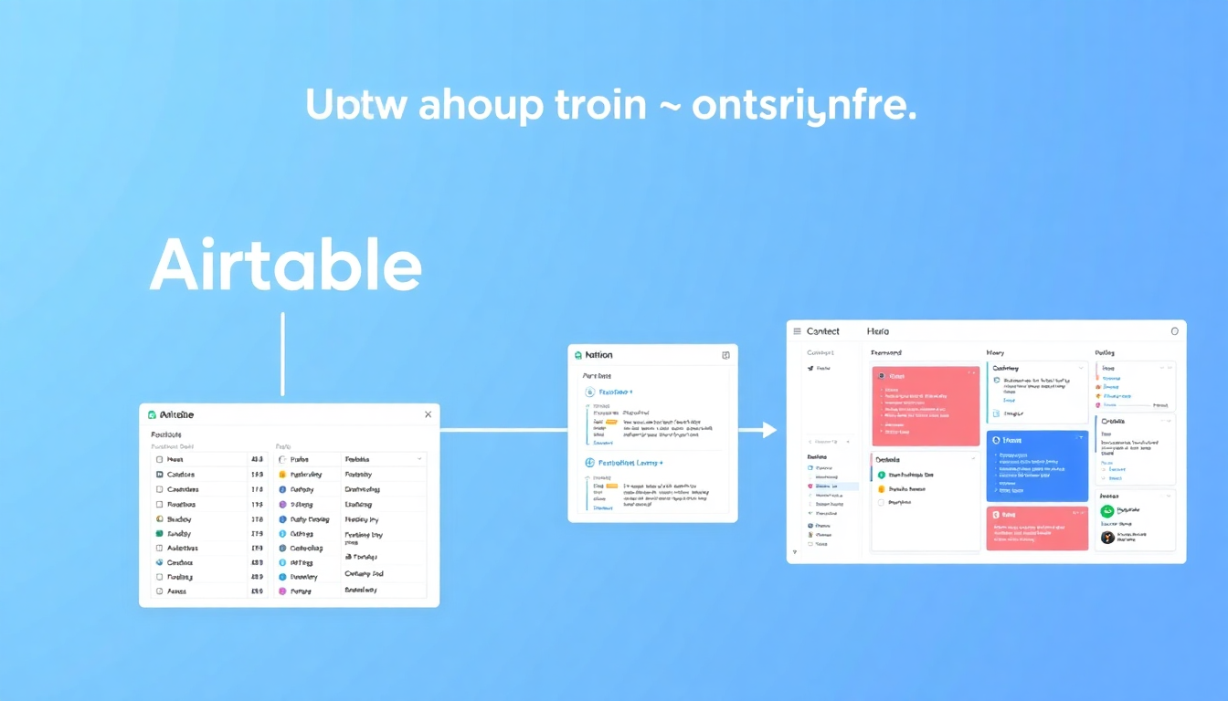 Airtable과 Notion을 함께 사용하는 하이브리드 전략을 표현한 이미지