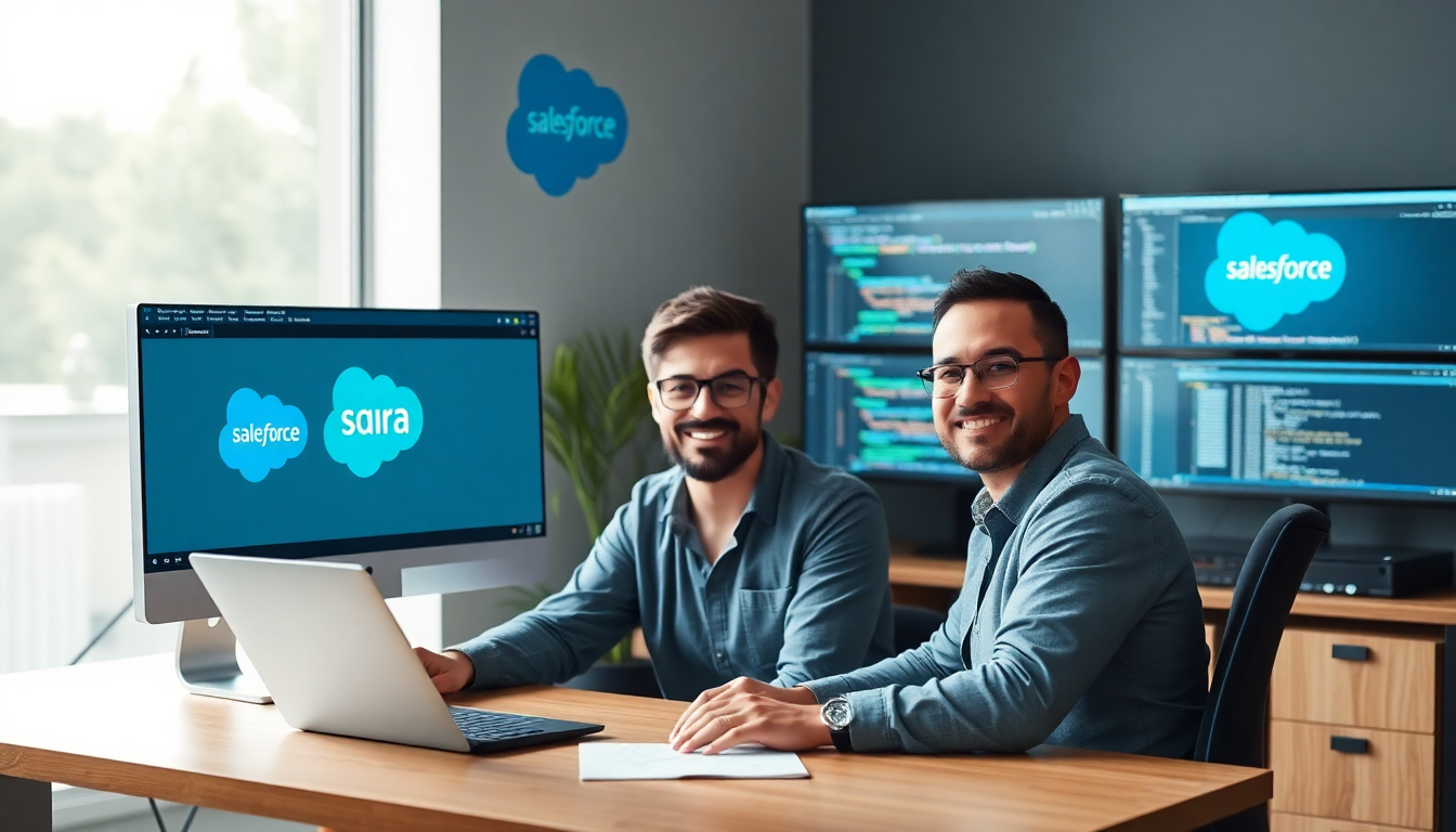 Salesforce Aura Component 개발을 시작하는 개발자의 자신감 있는 모습과 작업 환경